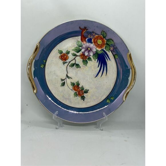 Vintage Noritake Morimura Handled Peacock Bird Floral Appetizer Platter 10.5” - Picture 1 of 11